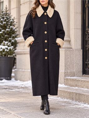 Vintage Hilary Radley Wool Maxi Coat Size 8 Shearling Removable Liner